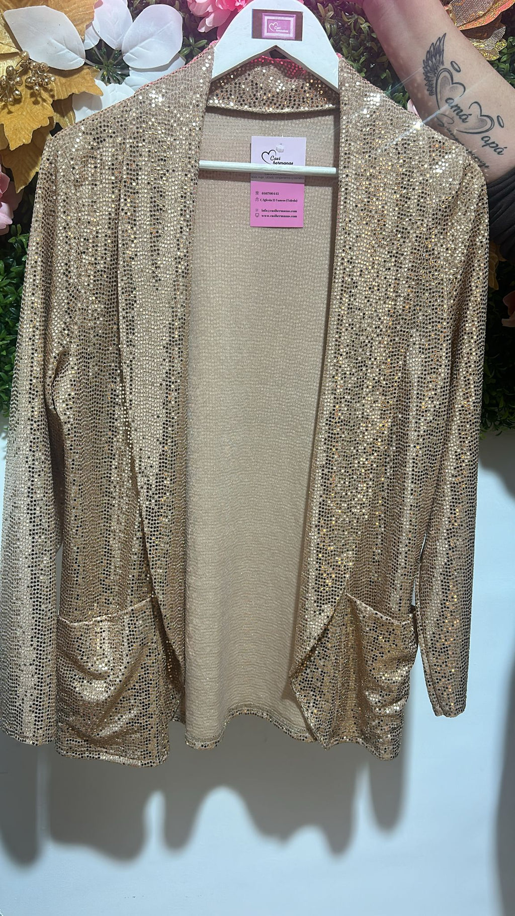 Blazer de lantejoulas elásticas