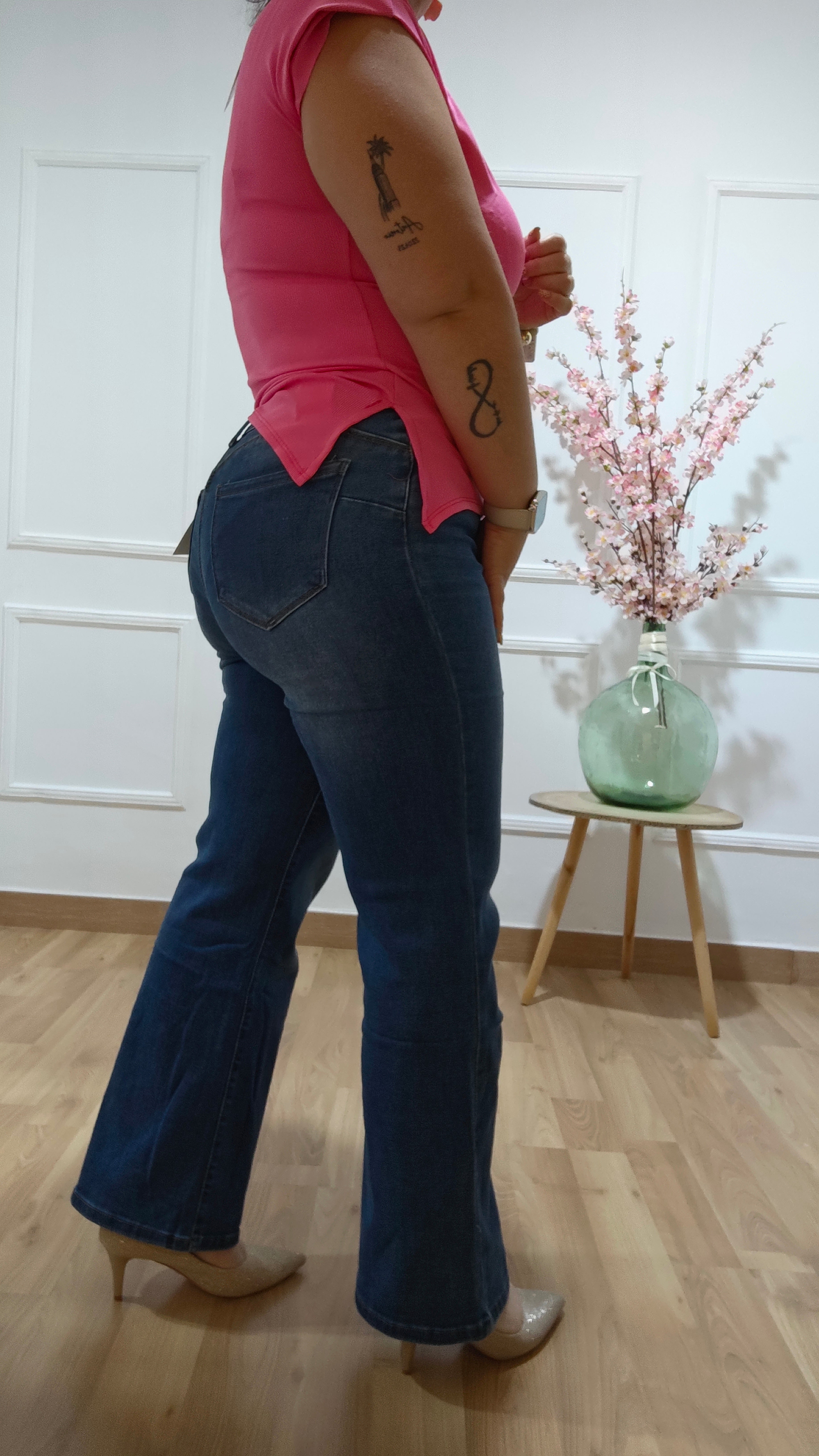 Jeans wide leg -5k oscuro