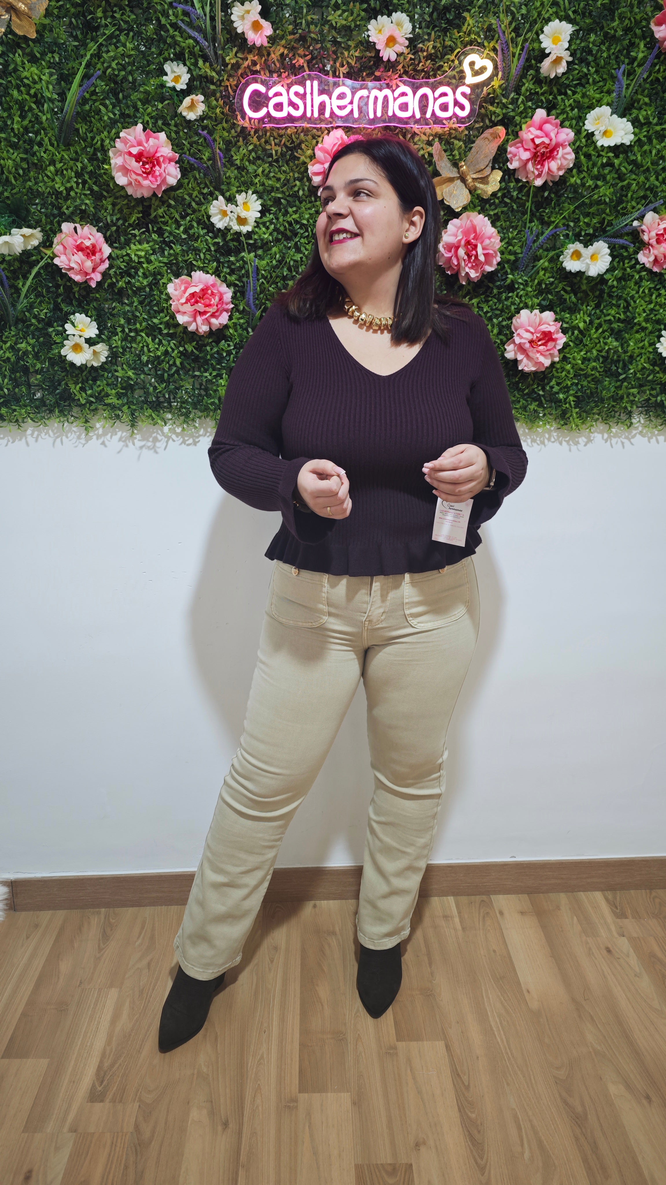 Jeans Bolsillos Beige