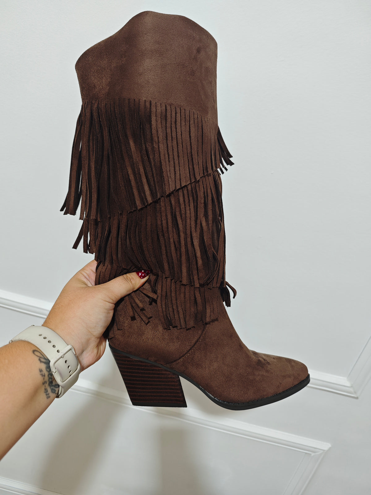 Bota flecos chocolate